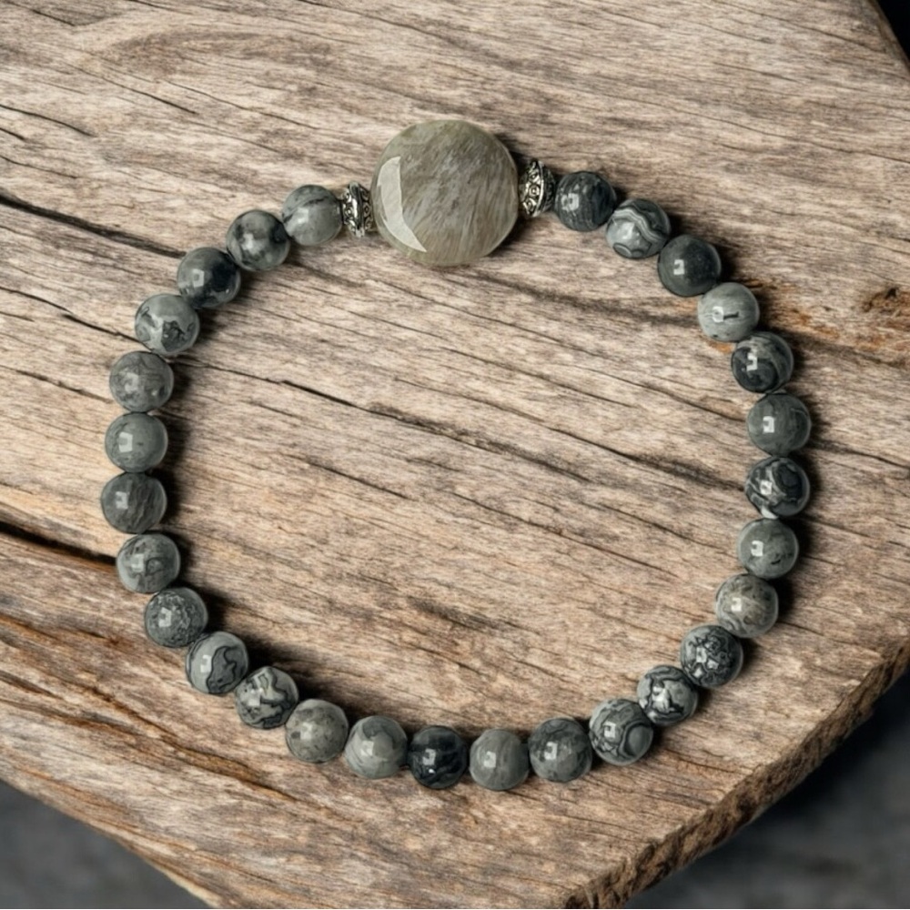 Black & Gray Labradorite Stone Bracelet